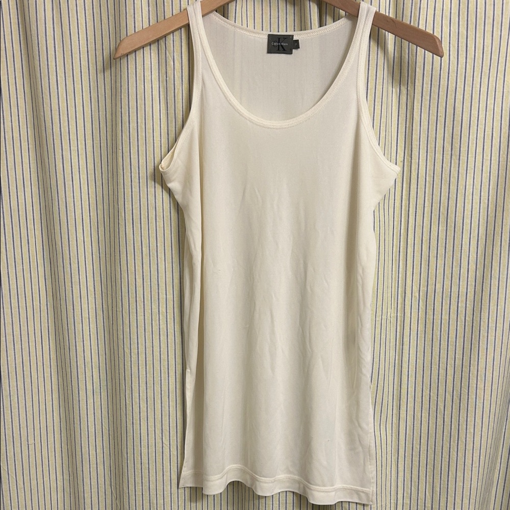 Calvin Klein Cream Scoop Neck Tank Top